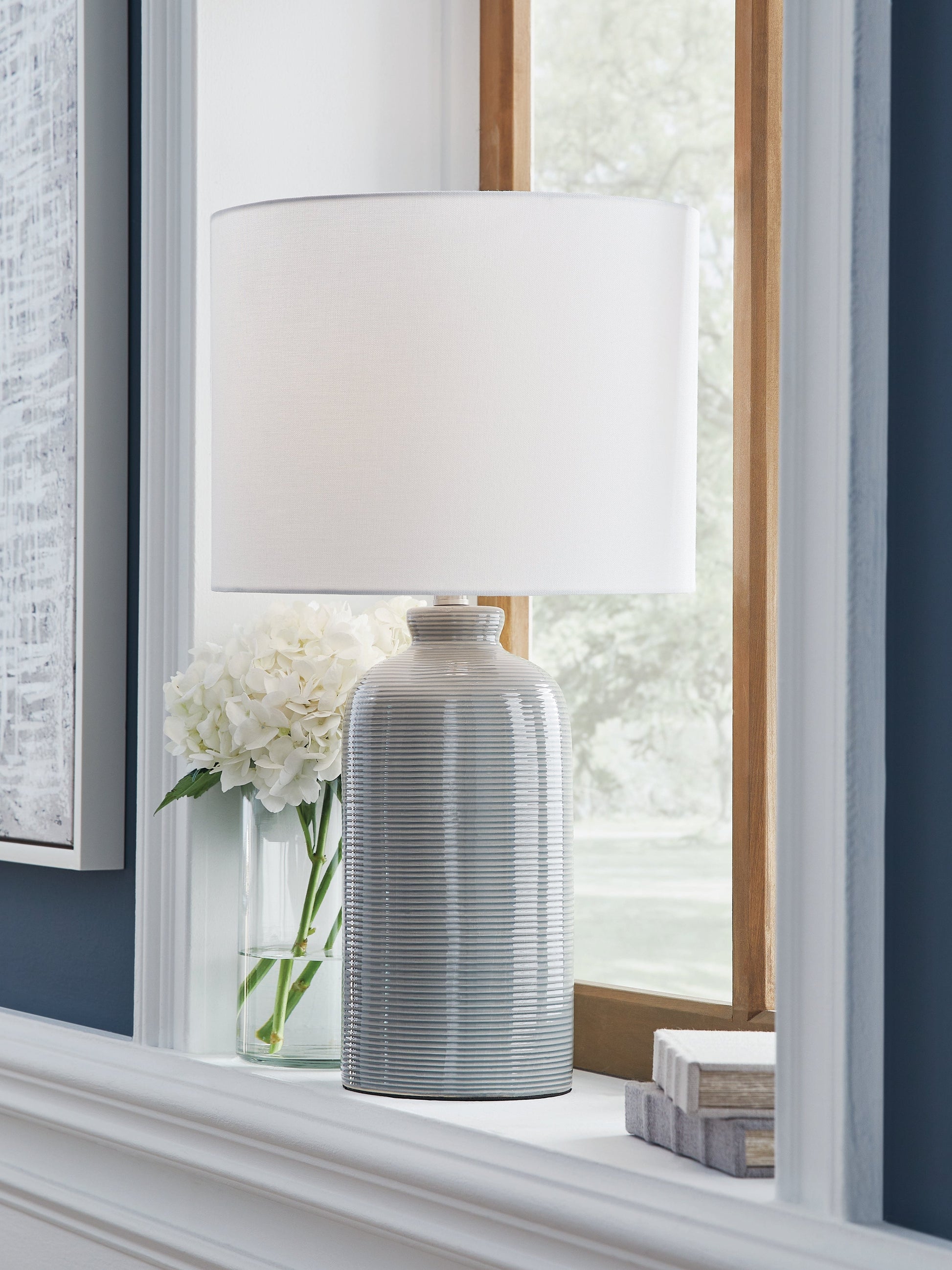 Wimlow Gray Blue Table Lamp- Viva Furn