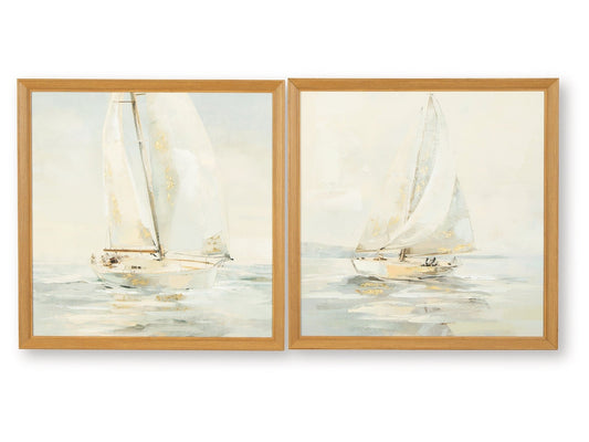 Winbrook Gray/Tan/Gold Finish Wall Art Set (Set of 2)- Viva Furn