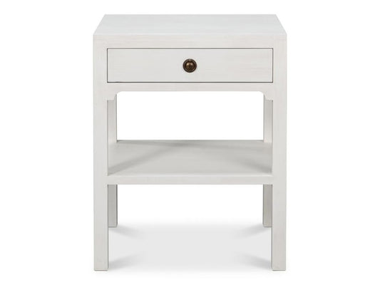 Windy White Single Drawer Side Table - Ornate Home