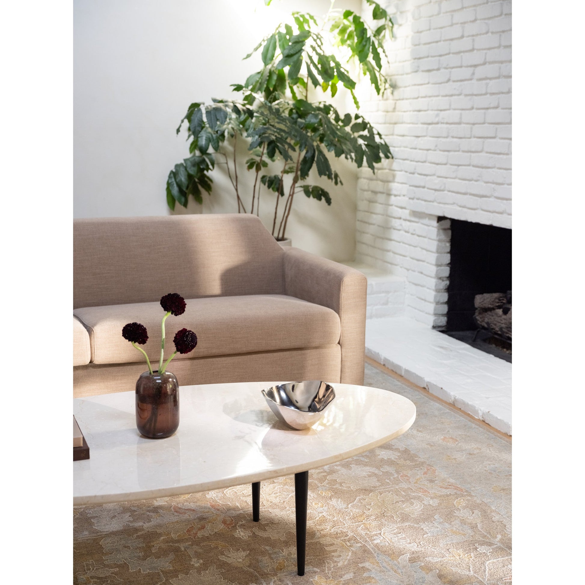 Winona Beige Marble Botticino Coffee Table - Ornate Home