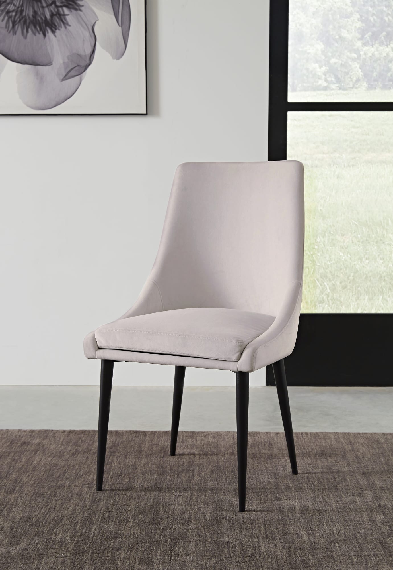 Winston Ash Grey/Black Upholstered Metal Leg Dining Chair (Set of 2) - Ornate Home