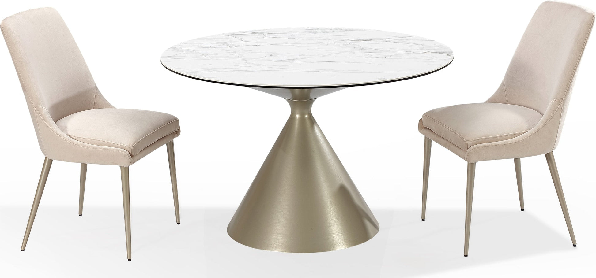 Winston Cream/Champagne Upholstered Metal Leg Dining Chair (Set of 2) - Ornate Home