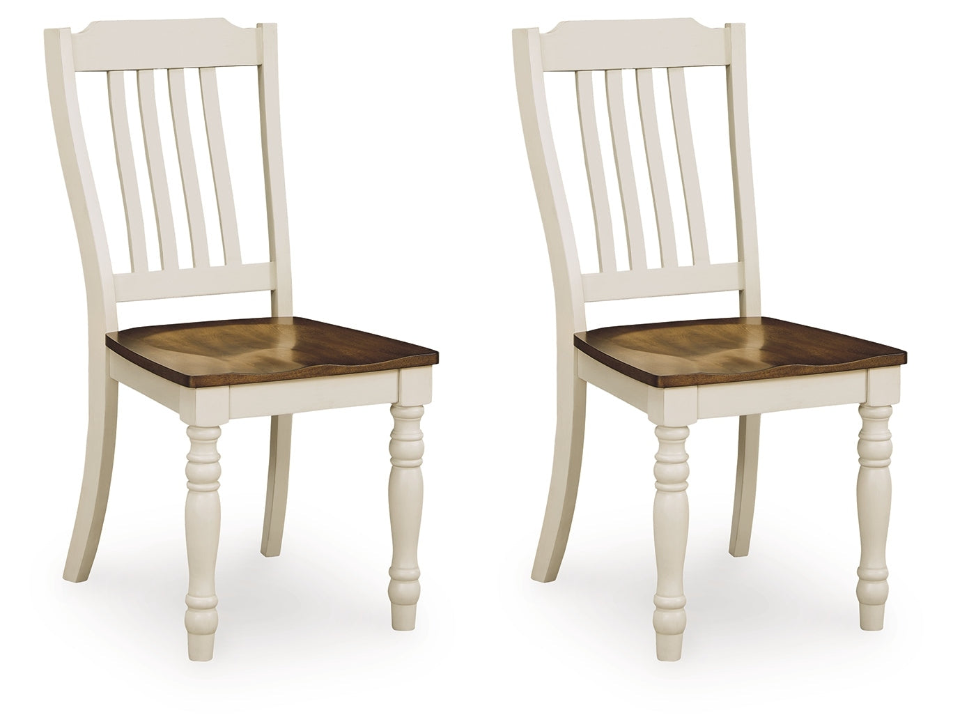 Wirloni Antique White/Brown Dining Chair ( Set of 2)- Viva Furn
