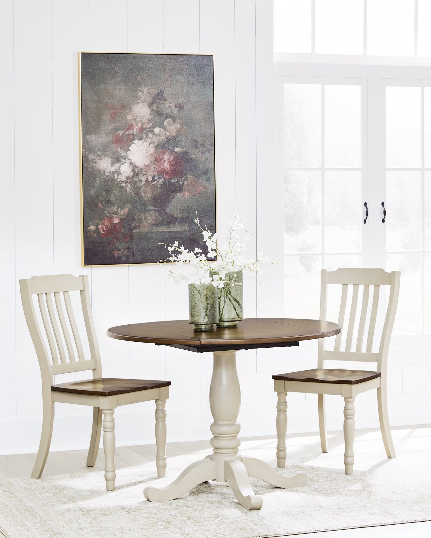 Wirloni Antique White/Brown Dining Chair ( Set of 2)- Viva Furn