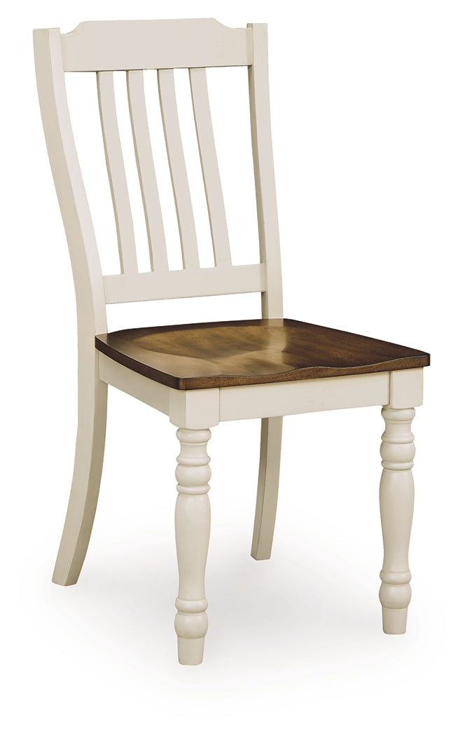 Wirloni Antique White/Brown Dining Chair ( Set of 2)- Viva Furn
