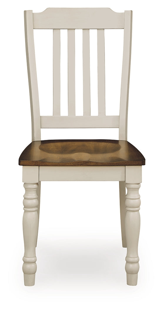 Wirloni Antique White/Brown Dining Chair ( Set of 2)- Viva Furn