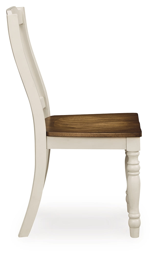 Wirloni Antique White/Brown Dining Chair ( Set of 2)- Viva Furn