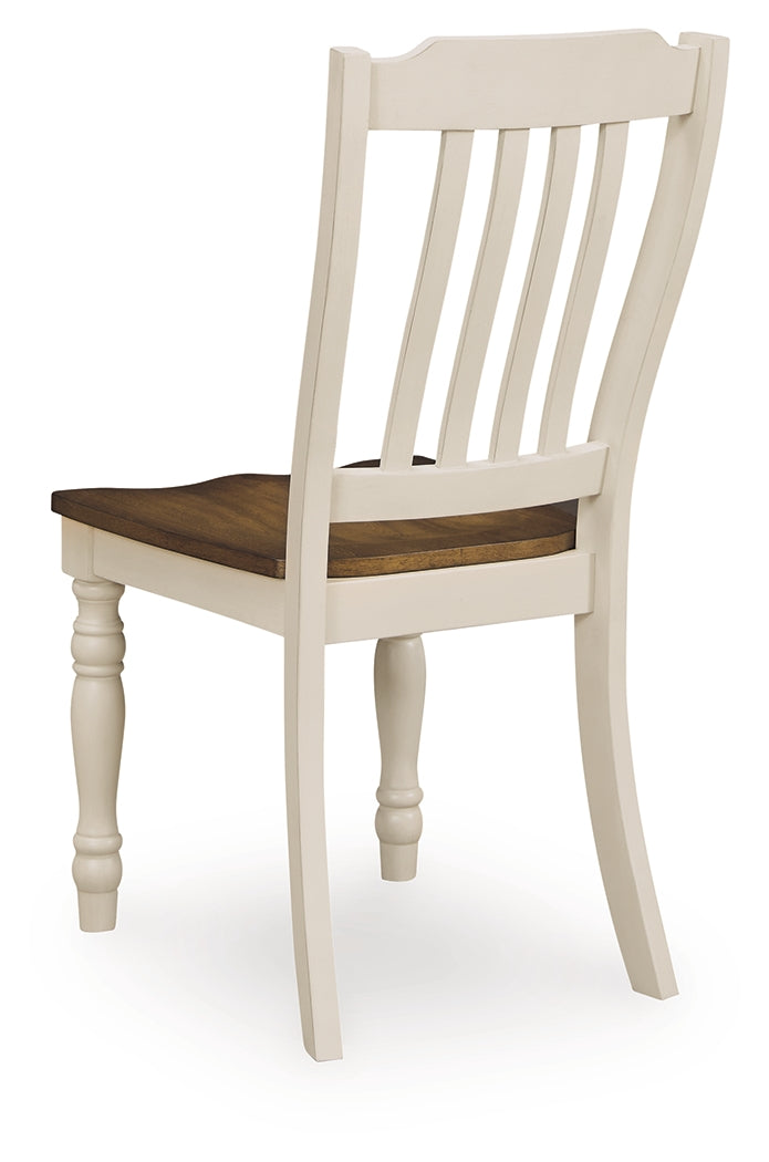 Wirloni Antique White/Brown Dining Chair ( Set of 2)- Viva Furn