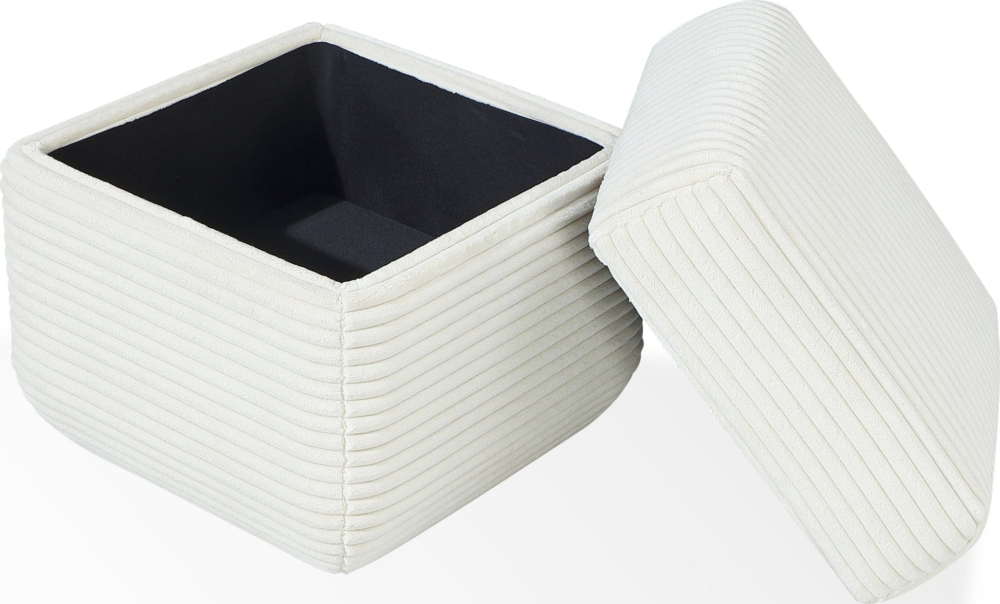 Wisteria Frosty Corduroy Upholstered Storage Ottoman - Ornate Home