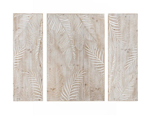 Wood Palms Natural/White Wall Art - Ornate Home