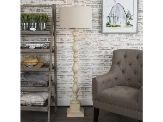 Wood Post White Floor Lamp - Ornate Home