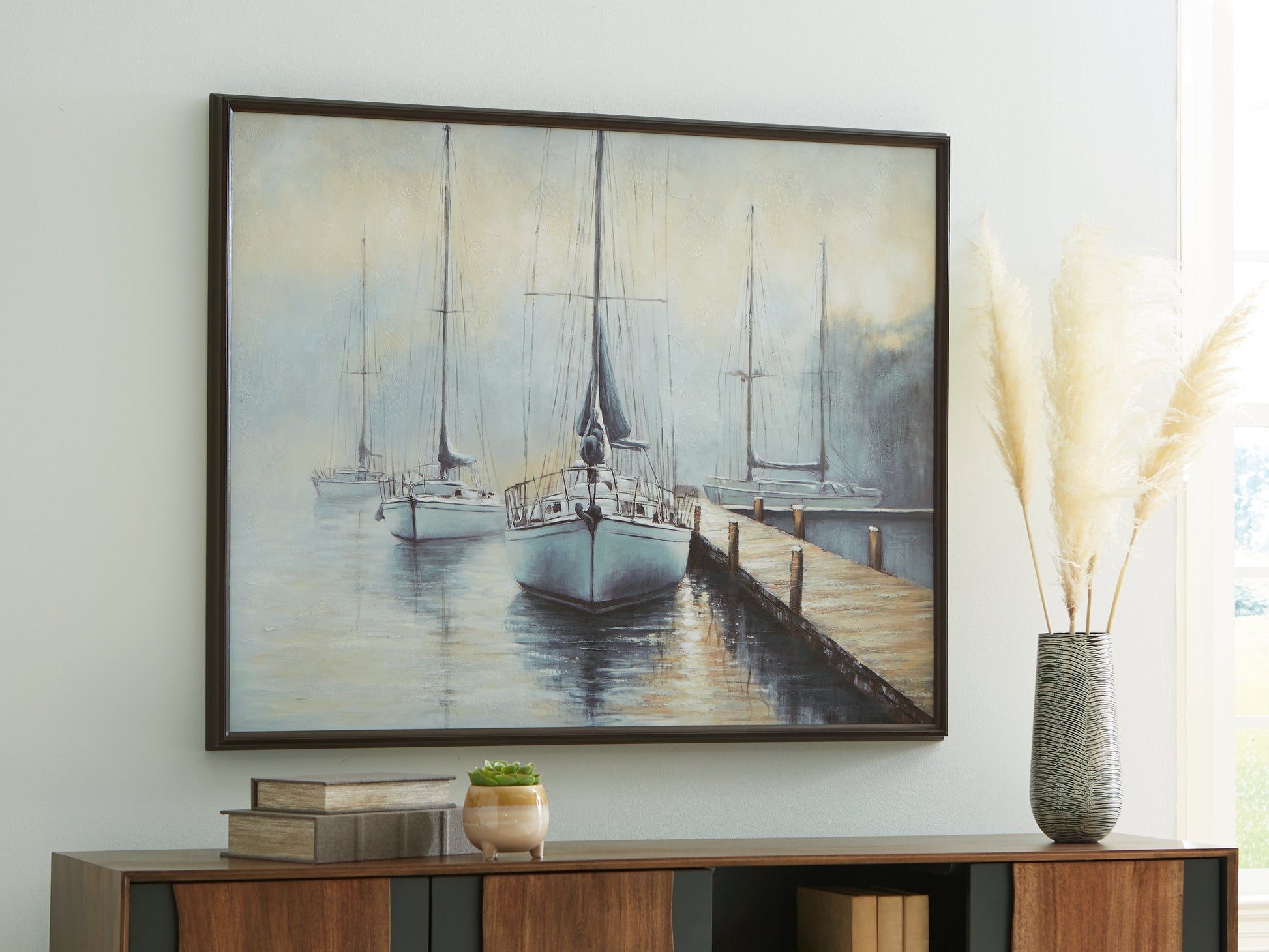 Worthney Blue/White/Brown Wall Art- Viva Furn