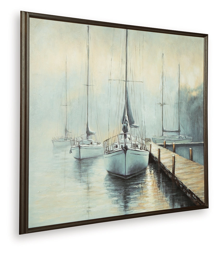Worthney Blue/White/Brown Wall Art- Viva Furn