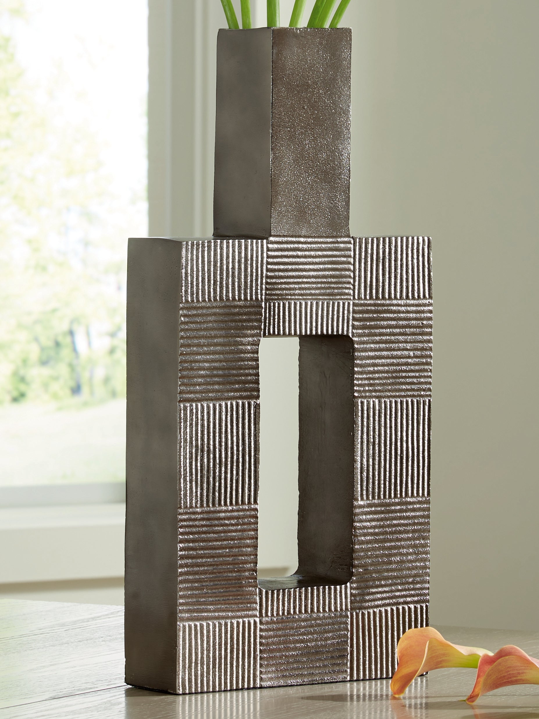 Wrengrove Antique Nickel Finish Vase- Viva Furn