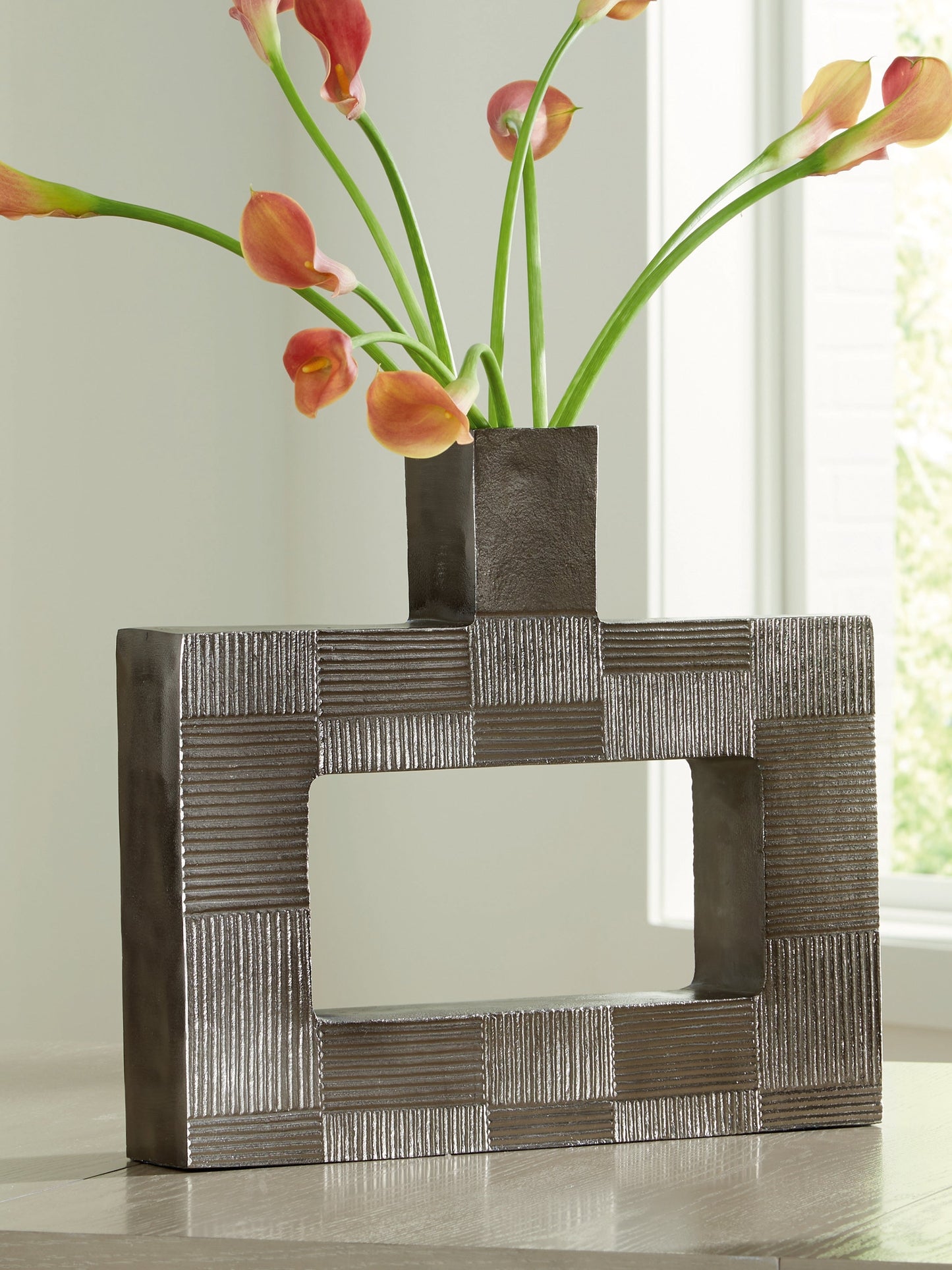 Wrengrove Antique Nickel Finish Vase- Viva Furn