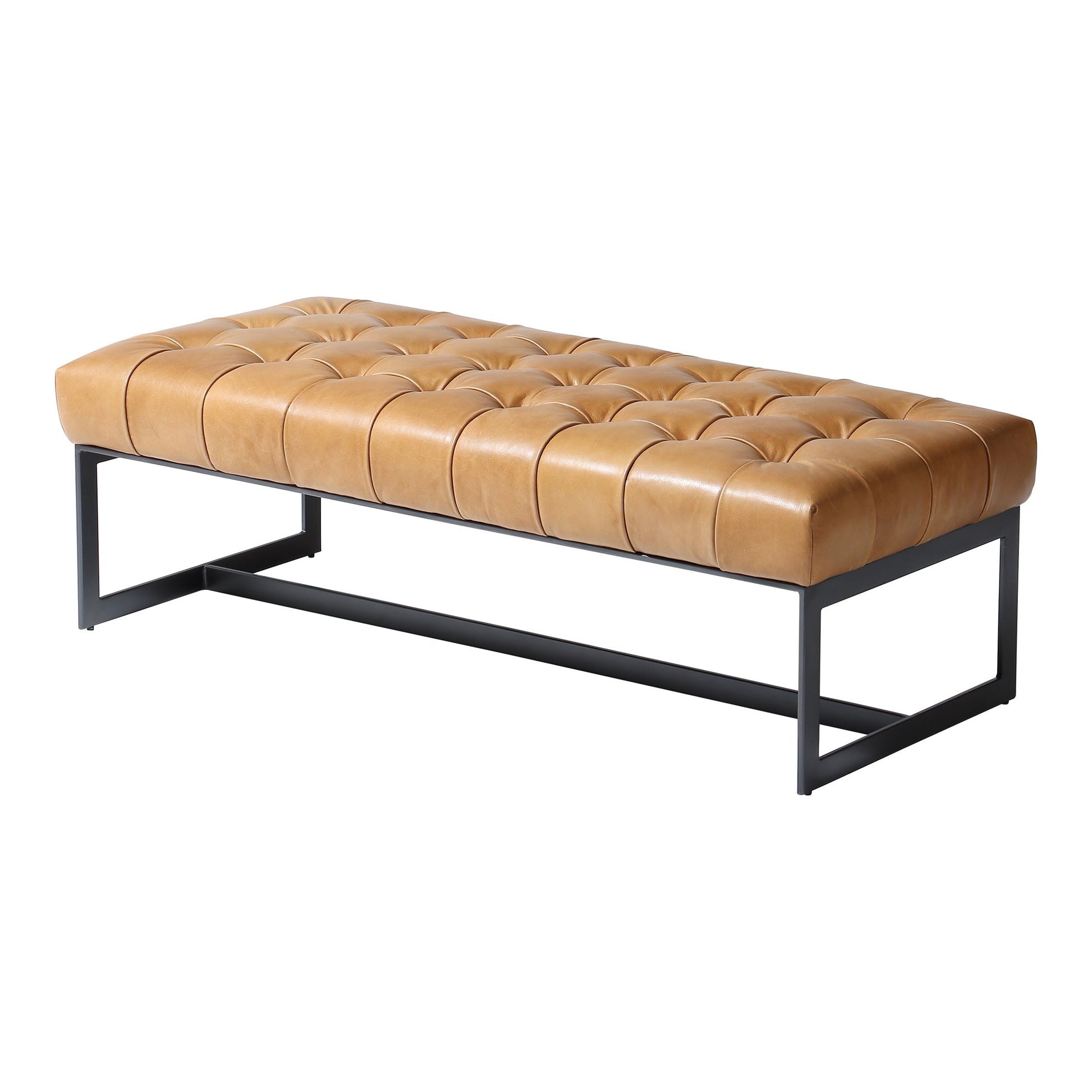 Wyatt Brown Leather Bench - Ornate Home