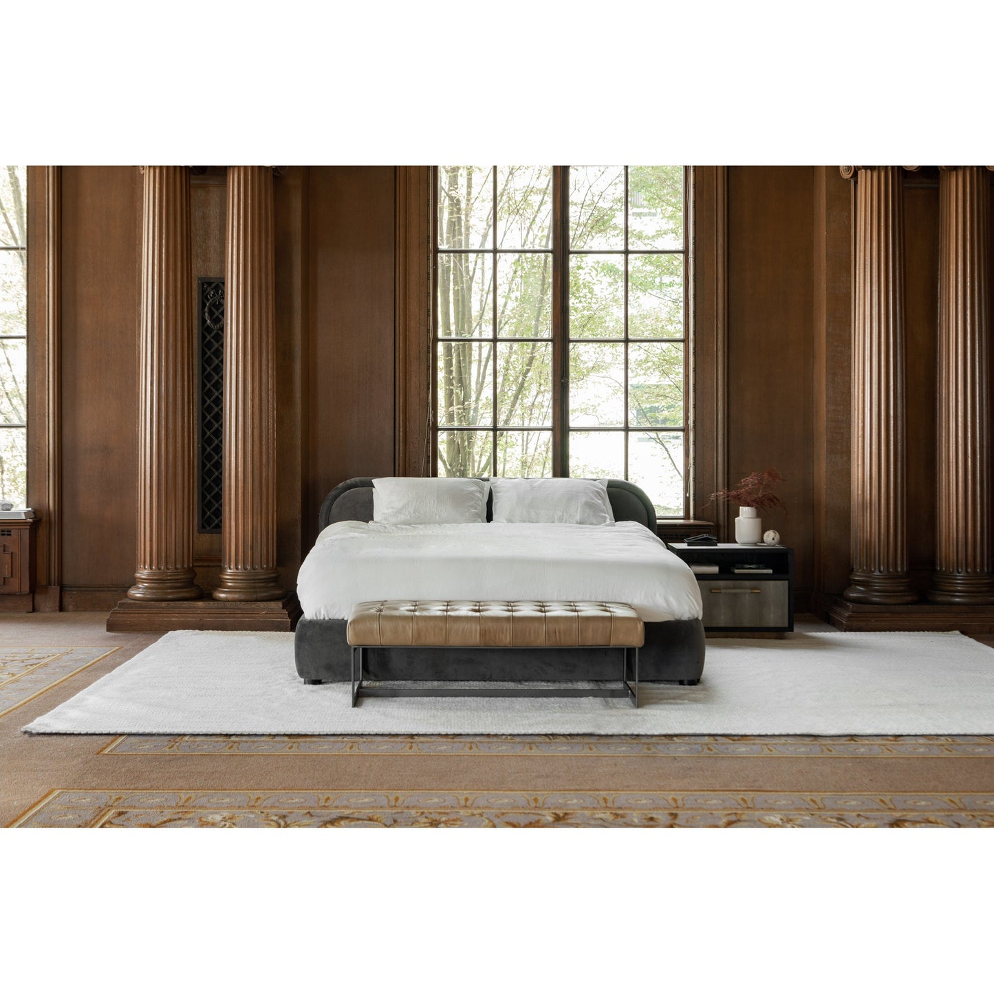 Wyatt Brown Leather Bench - Ornate Home