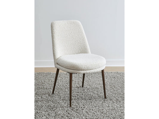 Wyatt Upholstered Dining Chair in Ricotta Boucle and Bronze Metal (Set of 2) - Ornate Home
