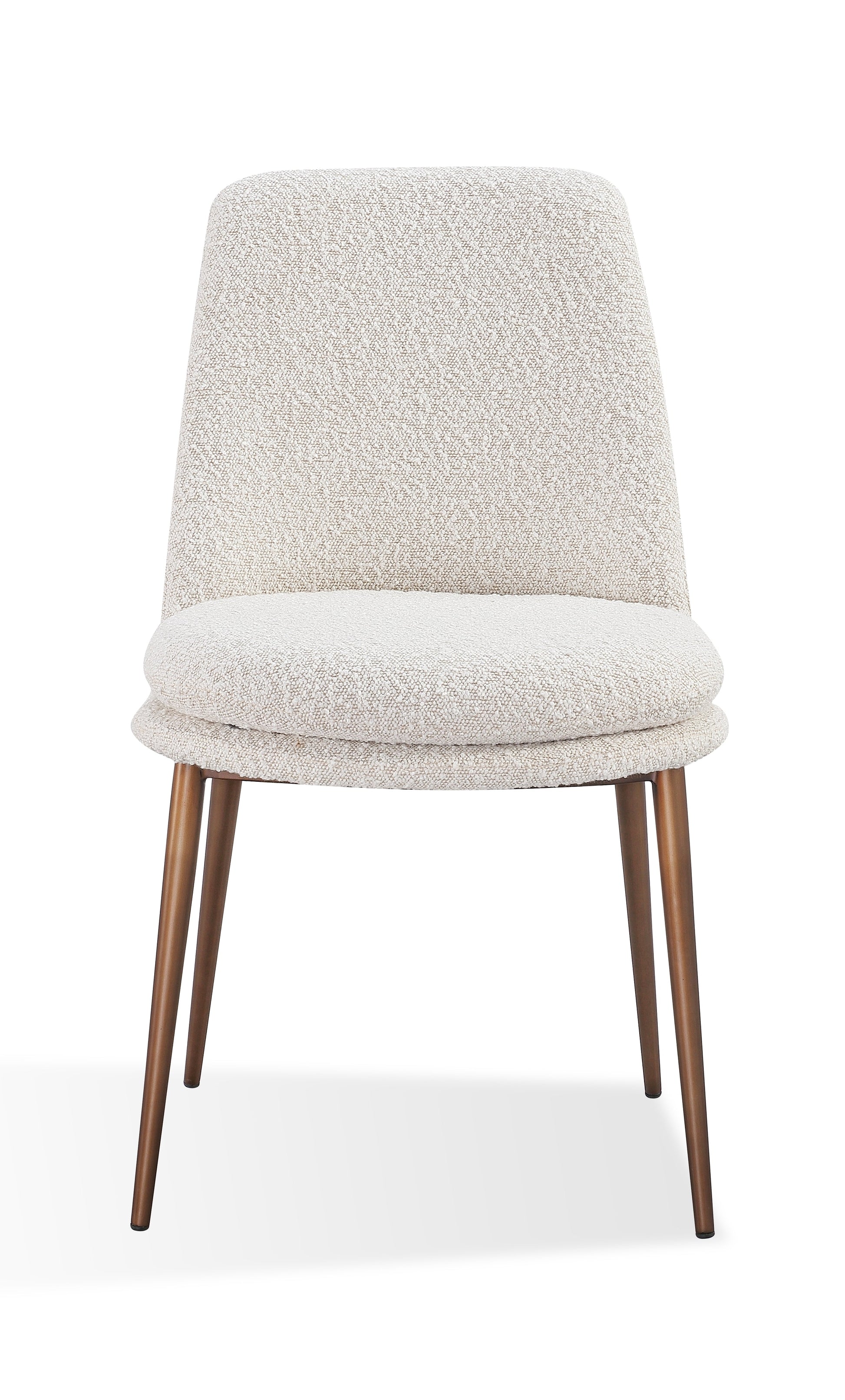 Wyatt Upholstered Dining Chair in Ricotta Boucle and Bronze Metal (Set of 2) - Ornate Home