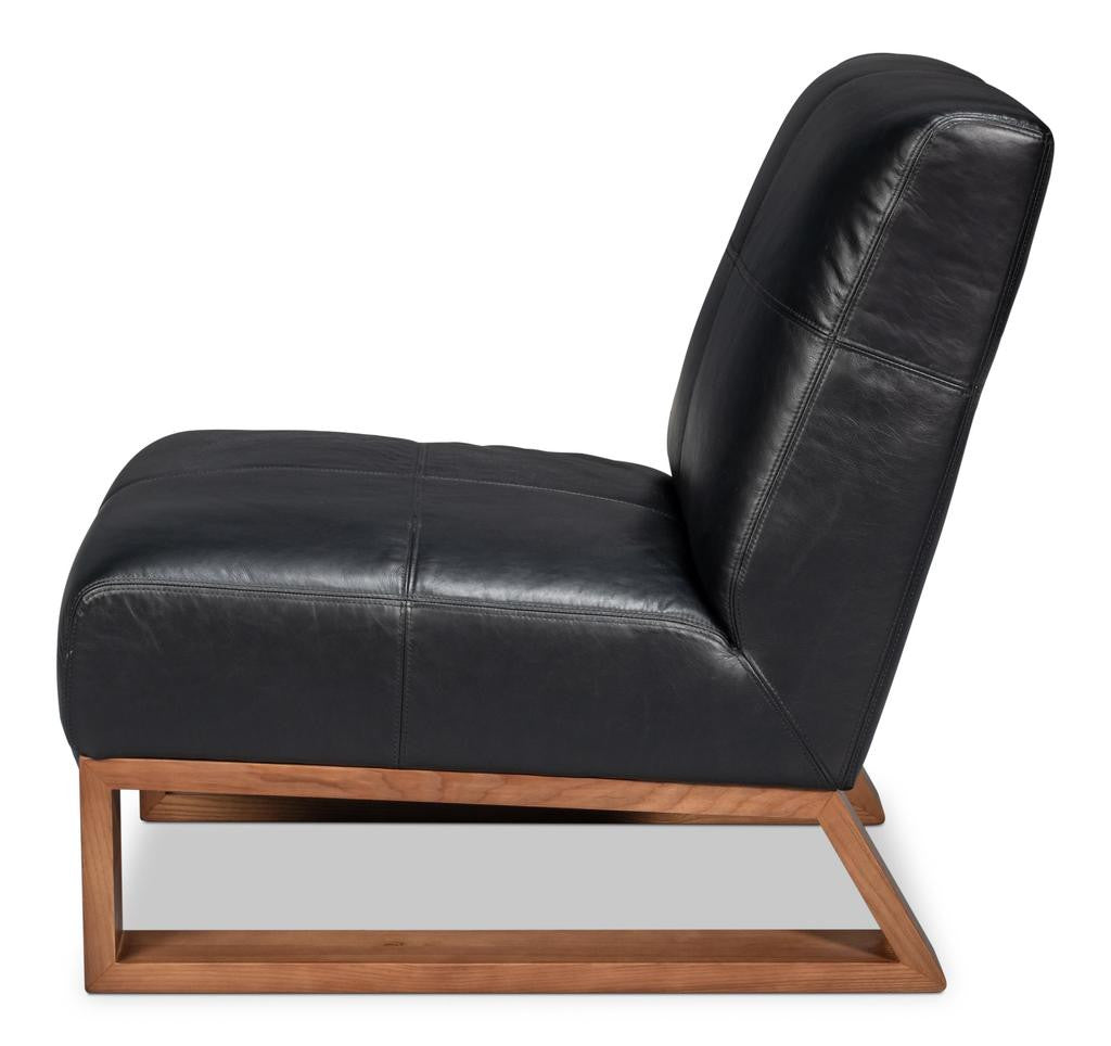 Wylam Black Leather Chair - Ornate Home