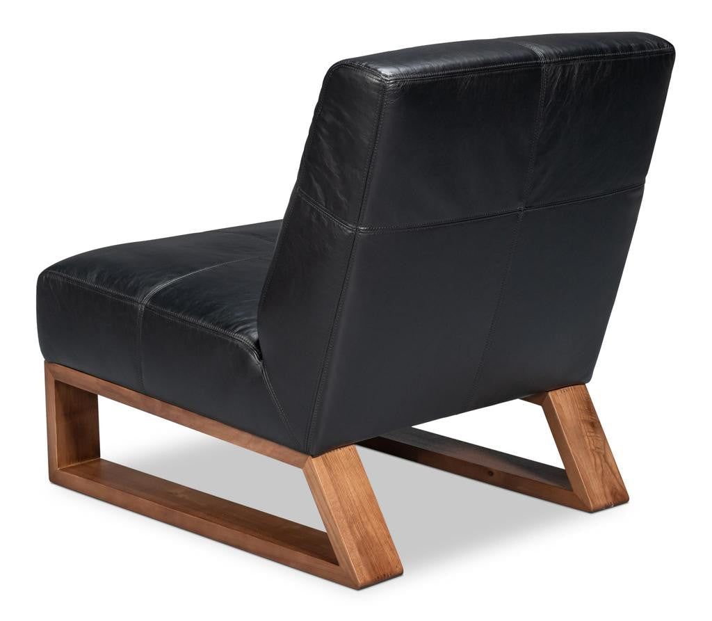 Wylam Black Leather Chair - Ornate Home