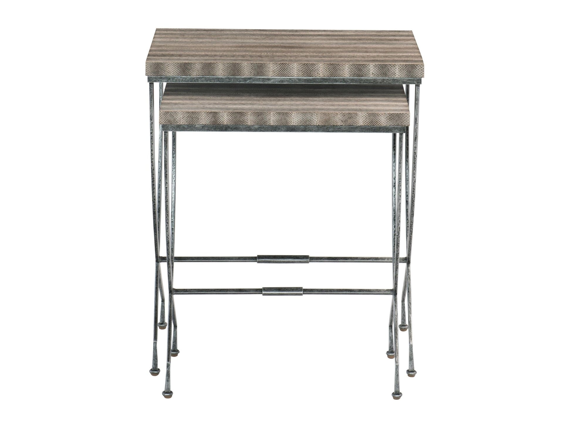 Wyman Snakeskin/Aged Pewter Nesting Table - Ornate Home