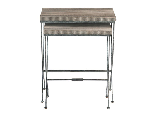 Wyman Snakeskin/Aged Pewter Nesting Table - Ornate Home