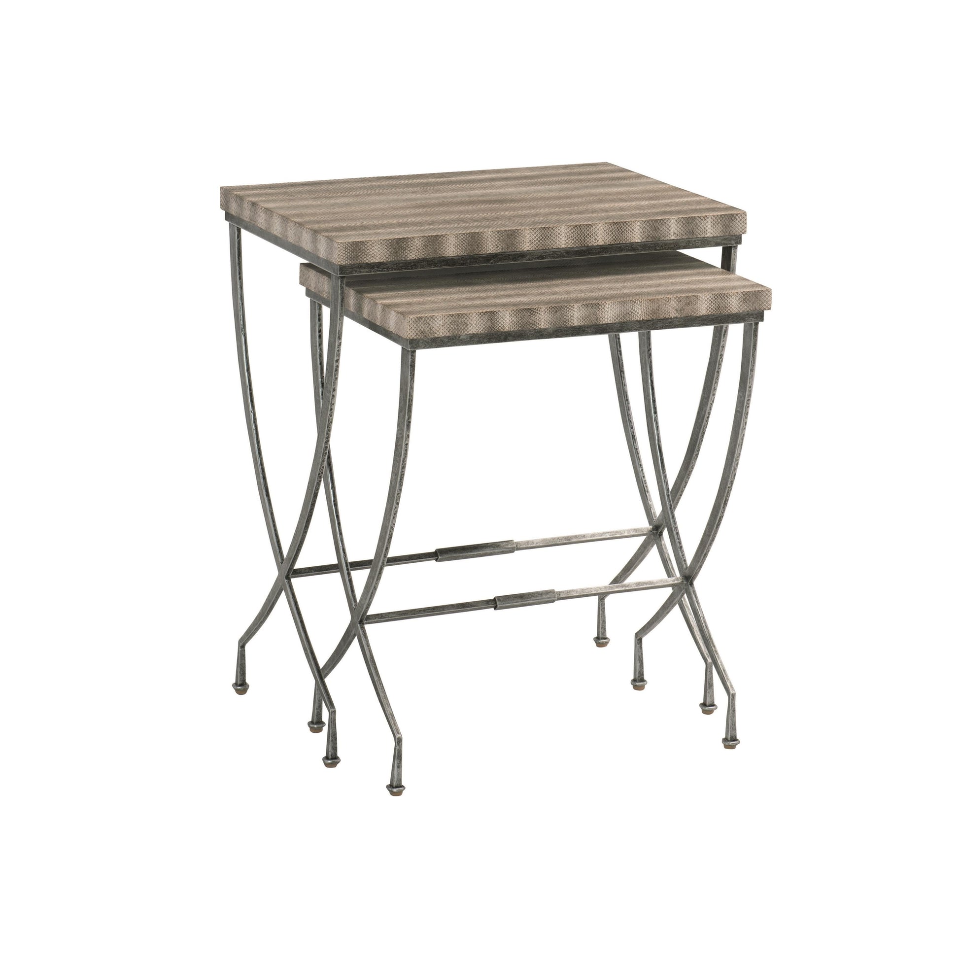 Wyman Snakeskin/Aged Pewter Nesting Table - Ornate Home