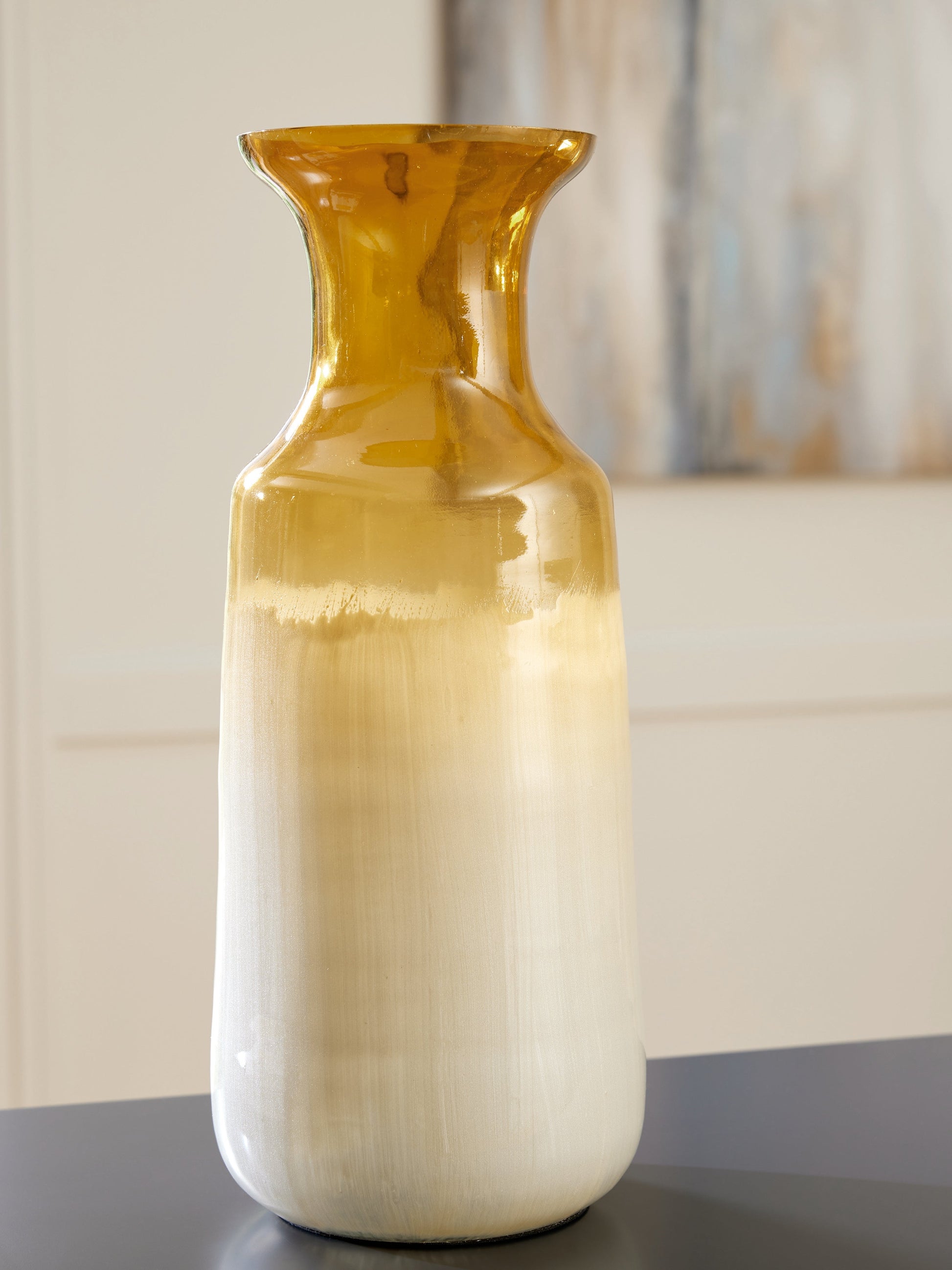 Wynburg White/Amber Vase- Viva Furn