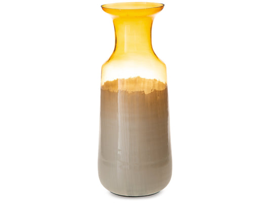 Wynburg White/Amber Vase- Viva Furn