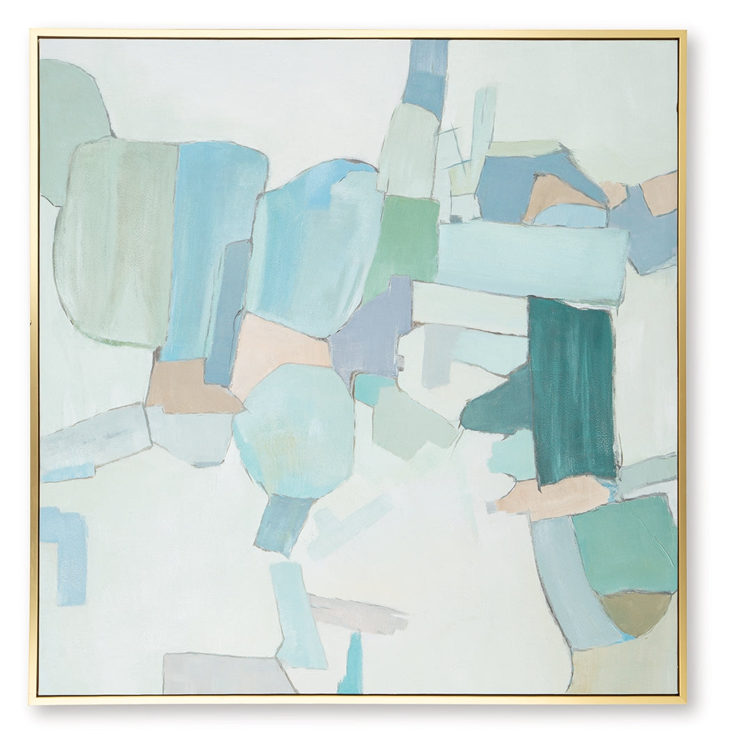 Wynburn White/Blue/Green Wall Art- Viva Furn