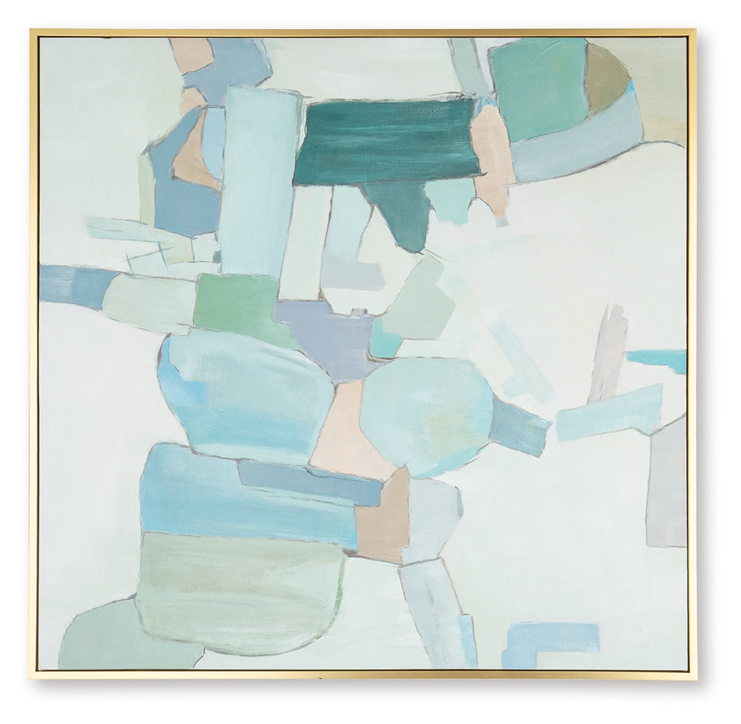 Wynburn White/Blue/Green Wall Art- Viva Furn