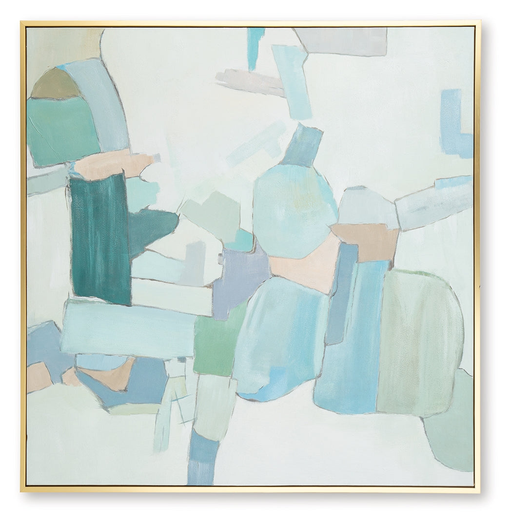 Wynburn White/Blue/Green Wall Art- Viva Furn