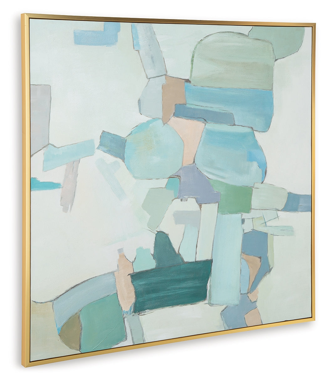 Wynburn White/Blue/Green Wall Art- Viva Furn