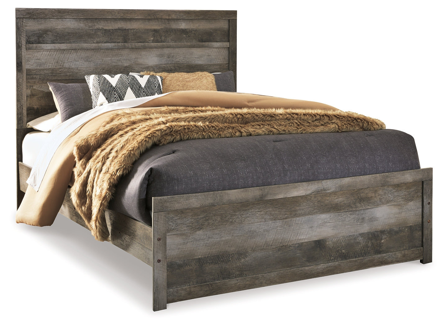 Wynnlow Gray Queen Panel Bedroom Set with Nightstand- Viva Furn
