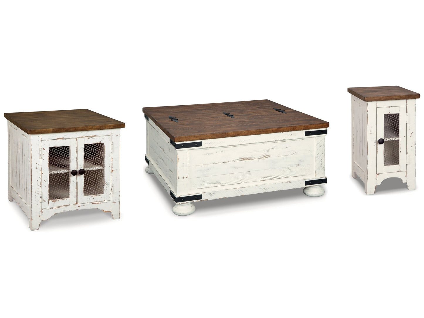 Wystfield White/Brown Coffee Table and 2 End Tables- Viva Furn