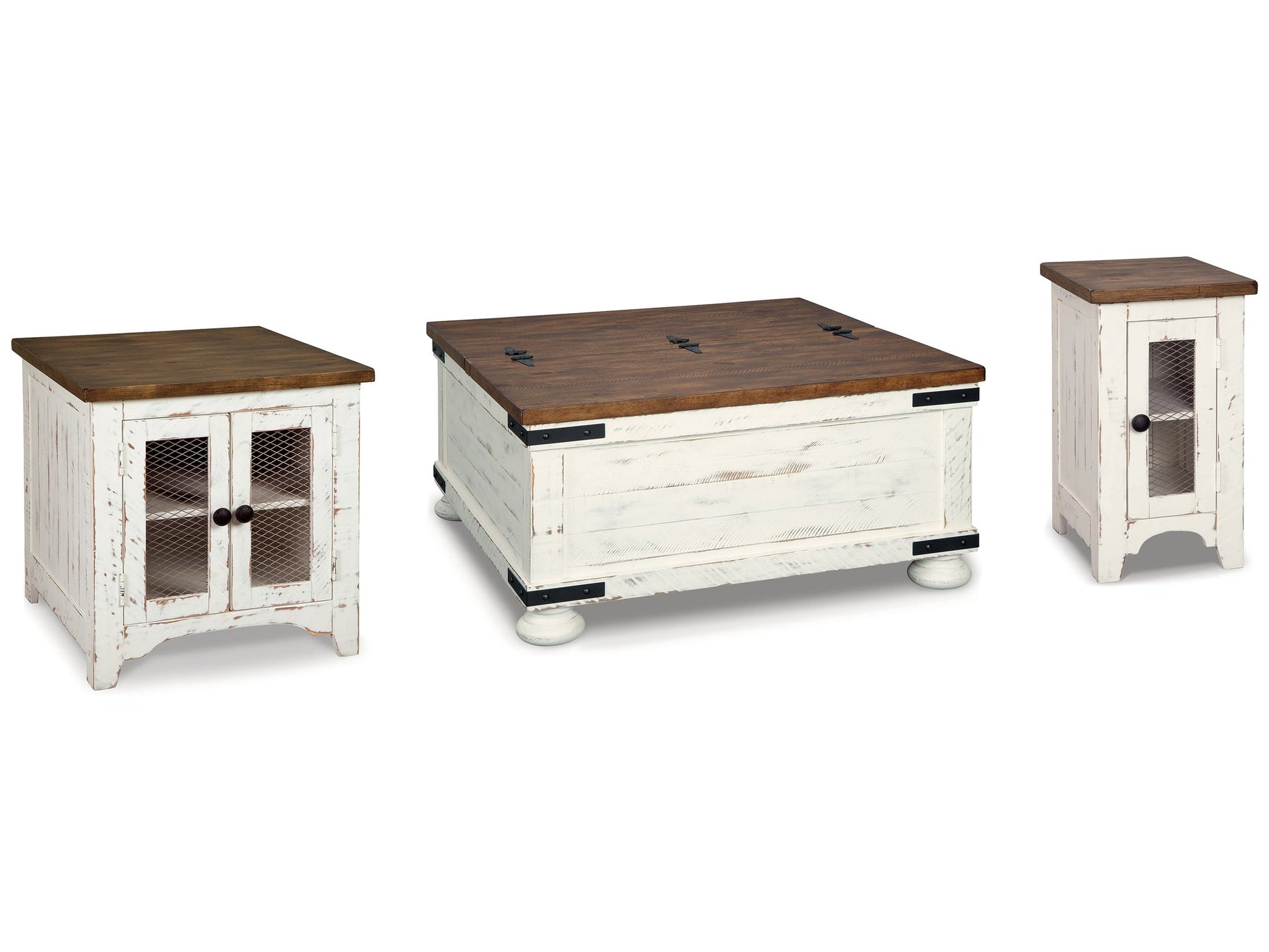 Wystfield White/Brown Coffee Table and 2 End Tables- Viva Furn