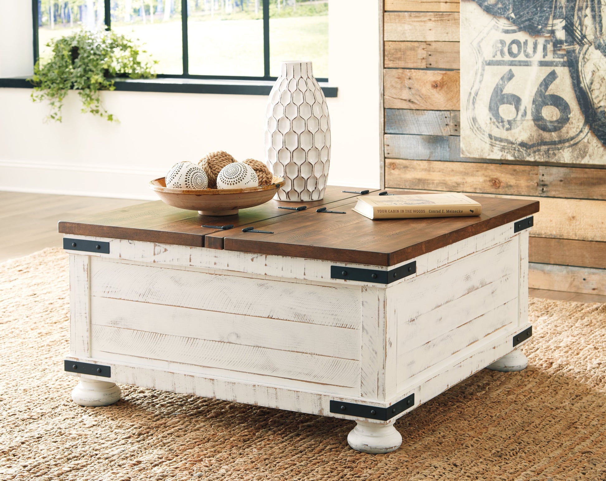Wystfield White/Brown Coffee Table and 2 End Tables- Viva Furn
