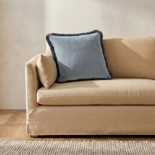 Yasmin Light Blue Faux Mohair Square Cushion - Ornate Home