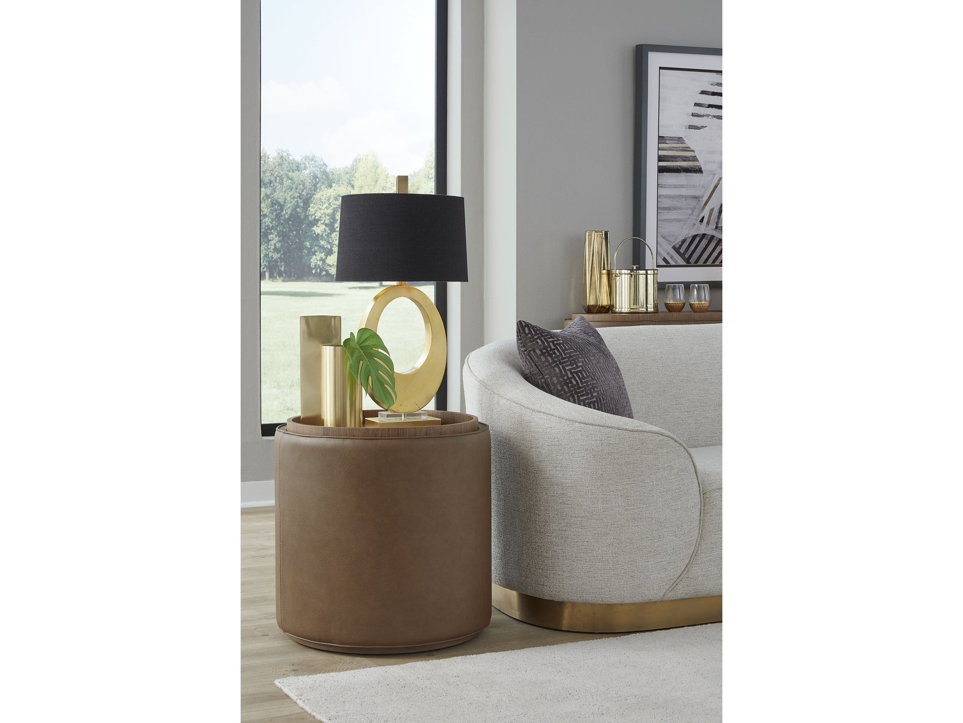 Yeal Sahara Leather Upholstered Storage End Table with Wooden Tray Top - Ornate Home