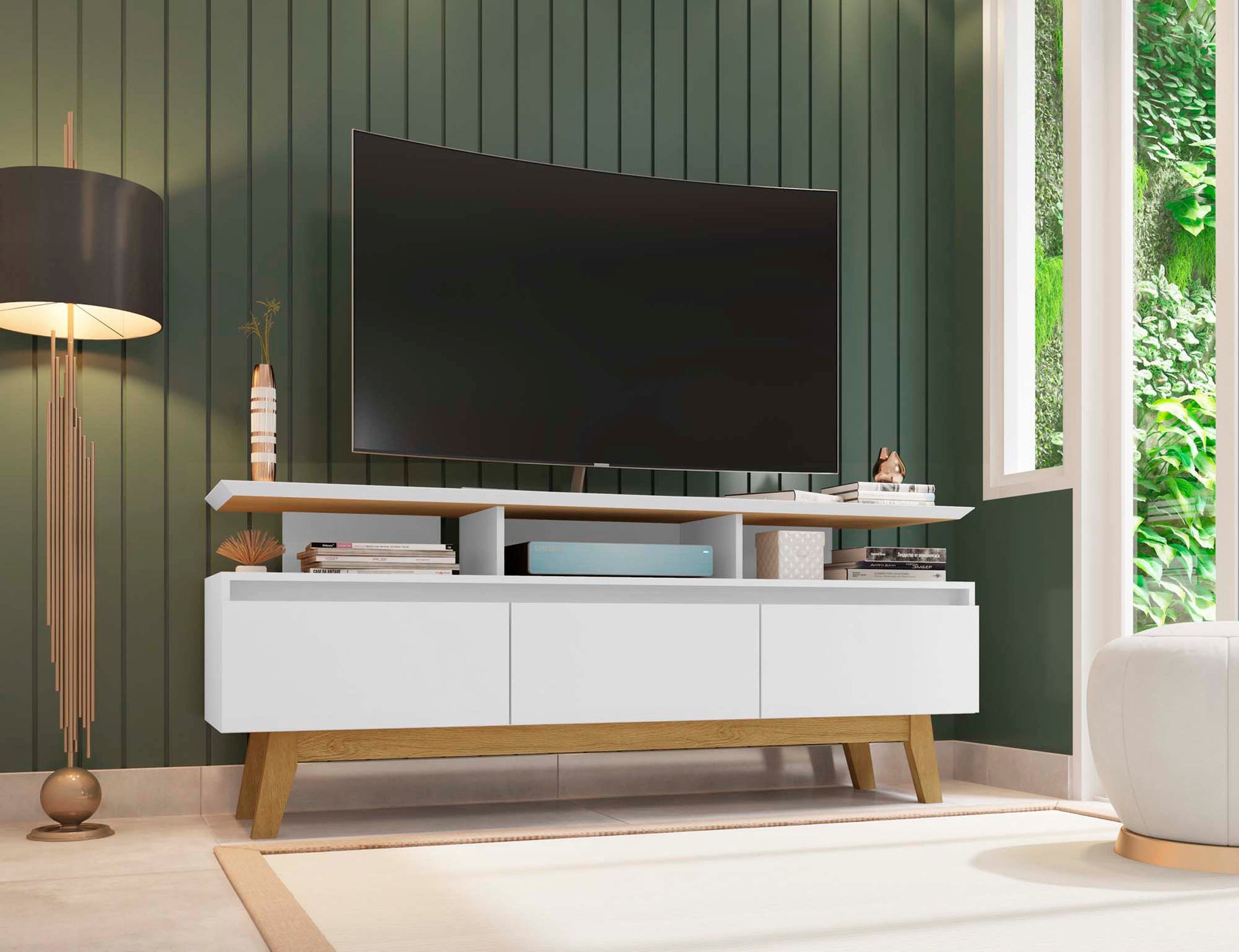 Yonkers 62.99 TV Stand in White - Ornate Home