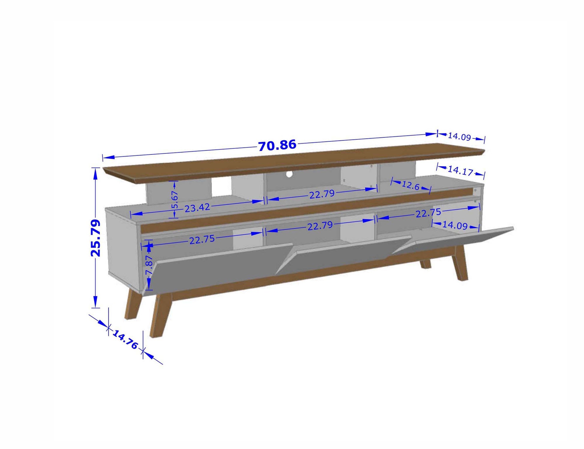Yonkers 70.86 TV Stand in Black and Cinnamon - Ornate Home