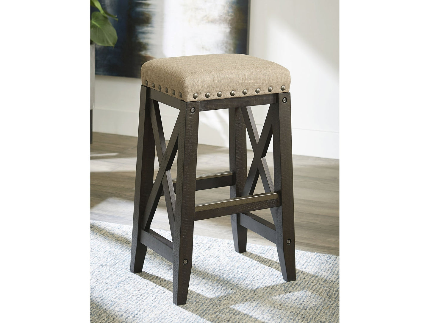 Yosemite Solid Wood Upholstered Bar Stool in Cafe - Ornate Home