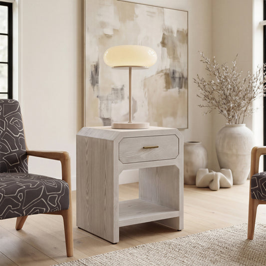 Yume Oak White Side Table - Ornate Home