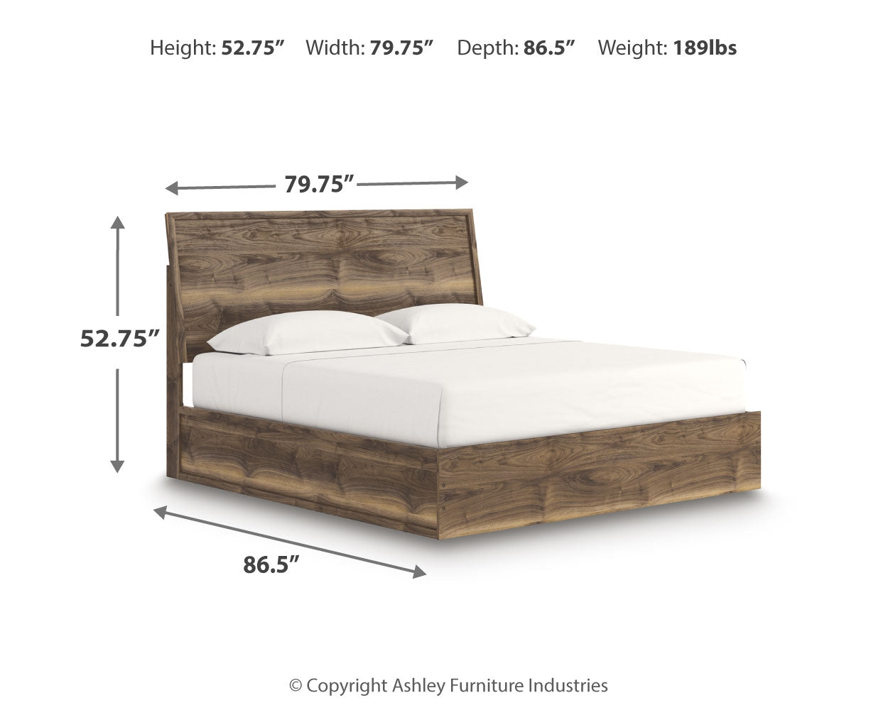 Zadilyn Brown King Panel Bed- Viva Furn