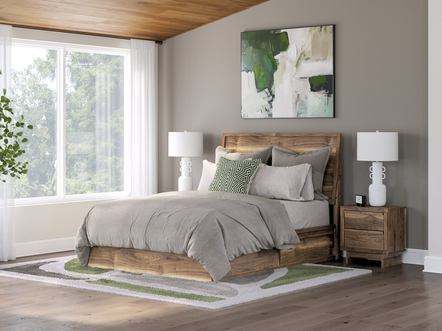 Zadilyn Brown King Panel Bed with Storage- Viva Furn