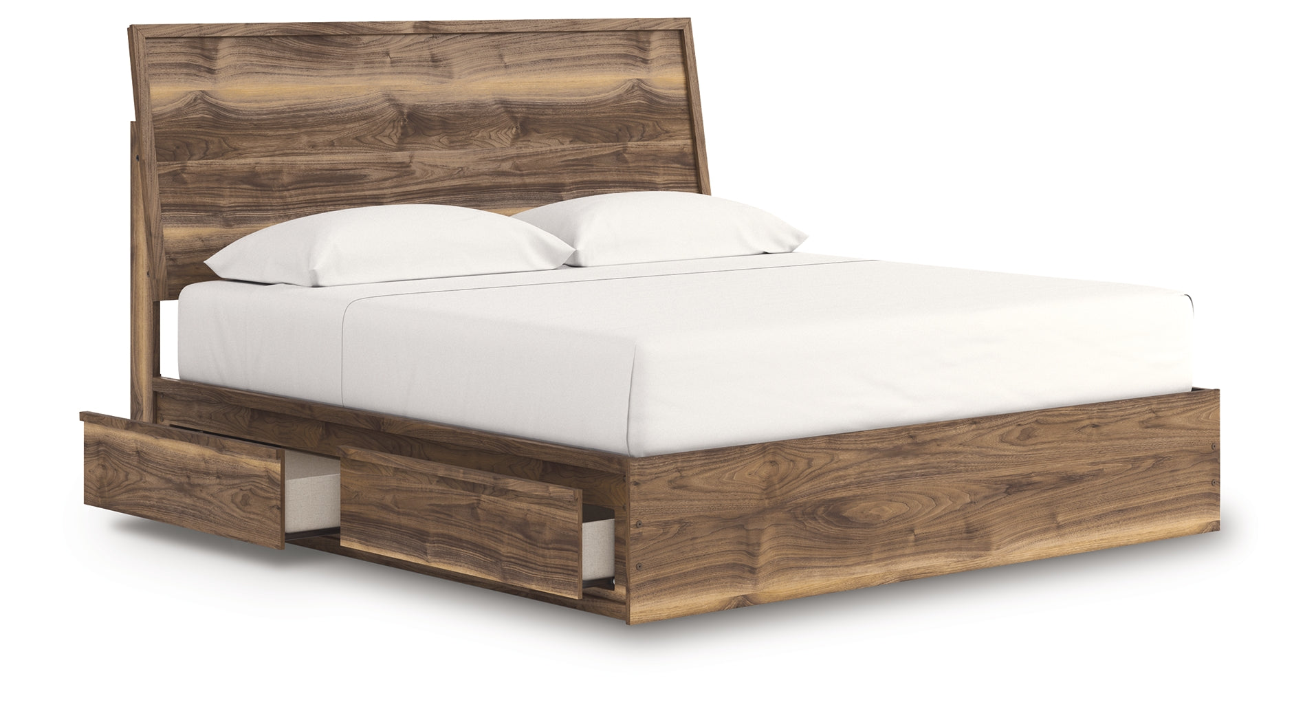 Zadilyn Brown King Panel Bed with Storage- Viva Furn