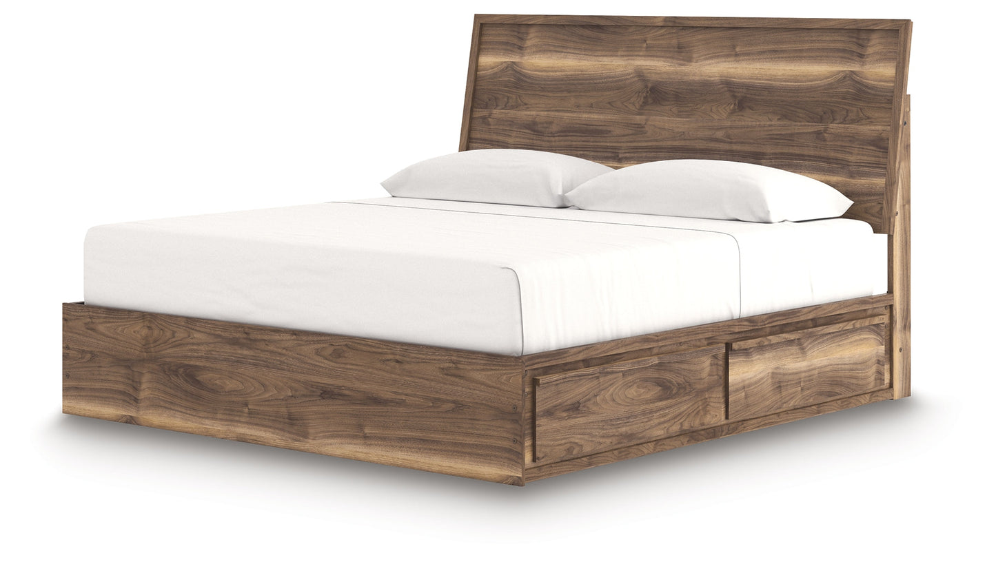 Zadilyn Brown King Panel Bed with Storage- Viva Furn