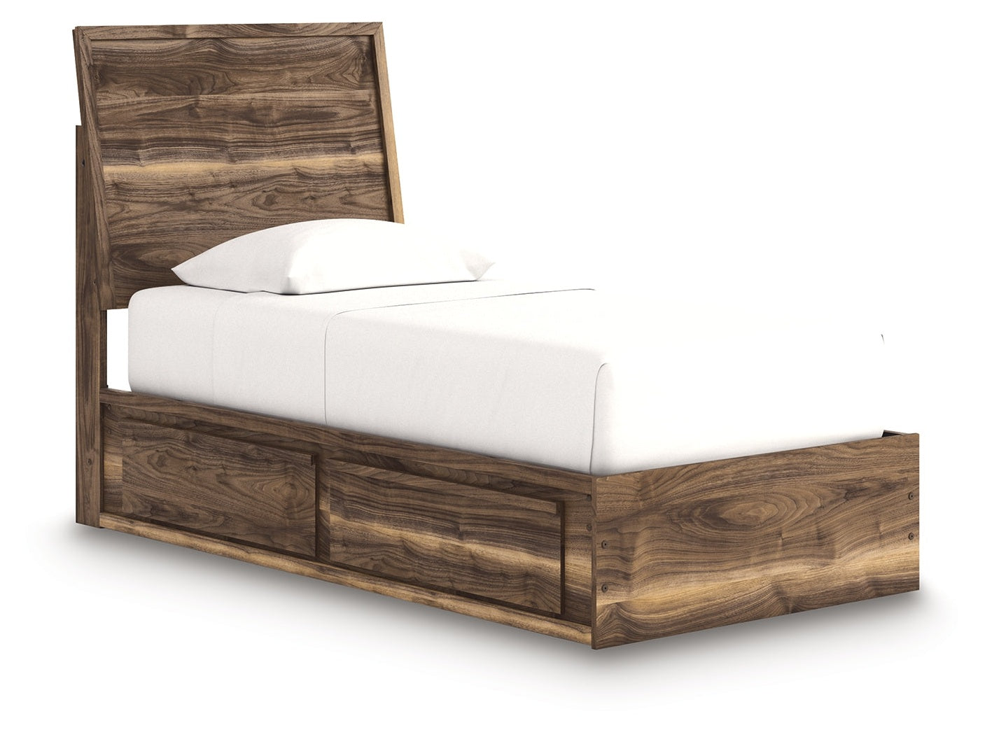 Zadilyn Brown Twin Panel Bed with Storage- Viva Furn
