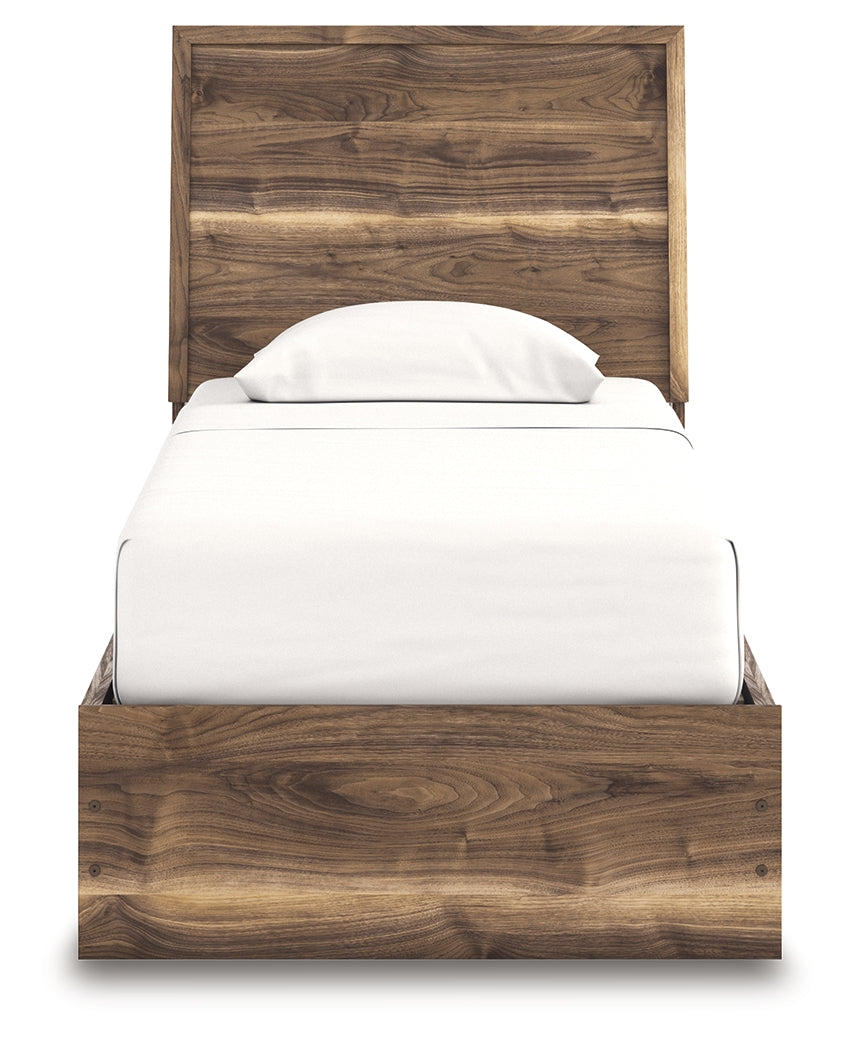 Zadilyn Brown Twin Panel Bed with Storage- Viva Furn